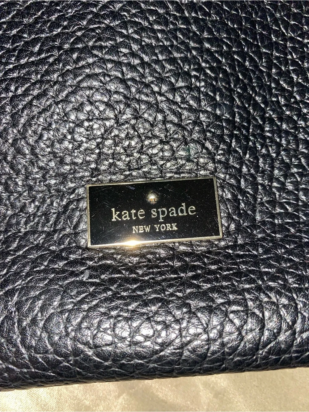 kate spade Black Pebbled Leather Hobo Bag with Gold-Tone Hardware